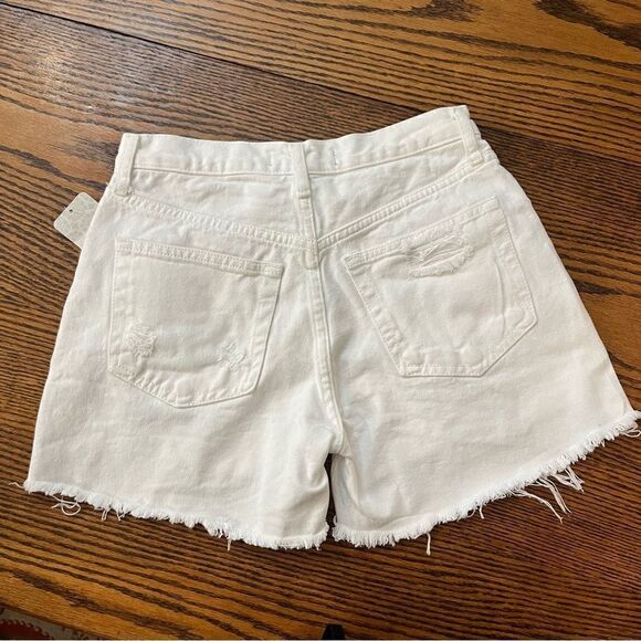 We the Free Maggie Mid-Rise Shorts Optic White Size 24 Destroyed Distressed Jean - Picture 3 of 8